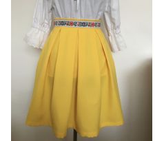 Dámska MIDI skladaná sukňa, žltá, pás 74cm