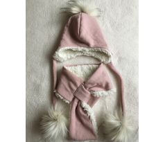 Zimný set, ružový s trblietkami, 48-50cm
