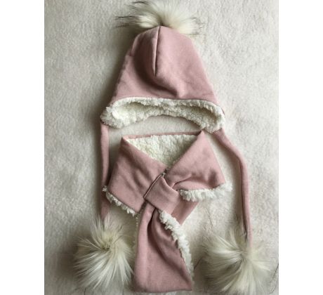 Zimný set, ružový s trblietkami, 48-50cm